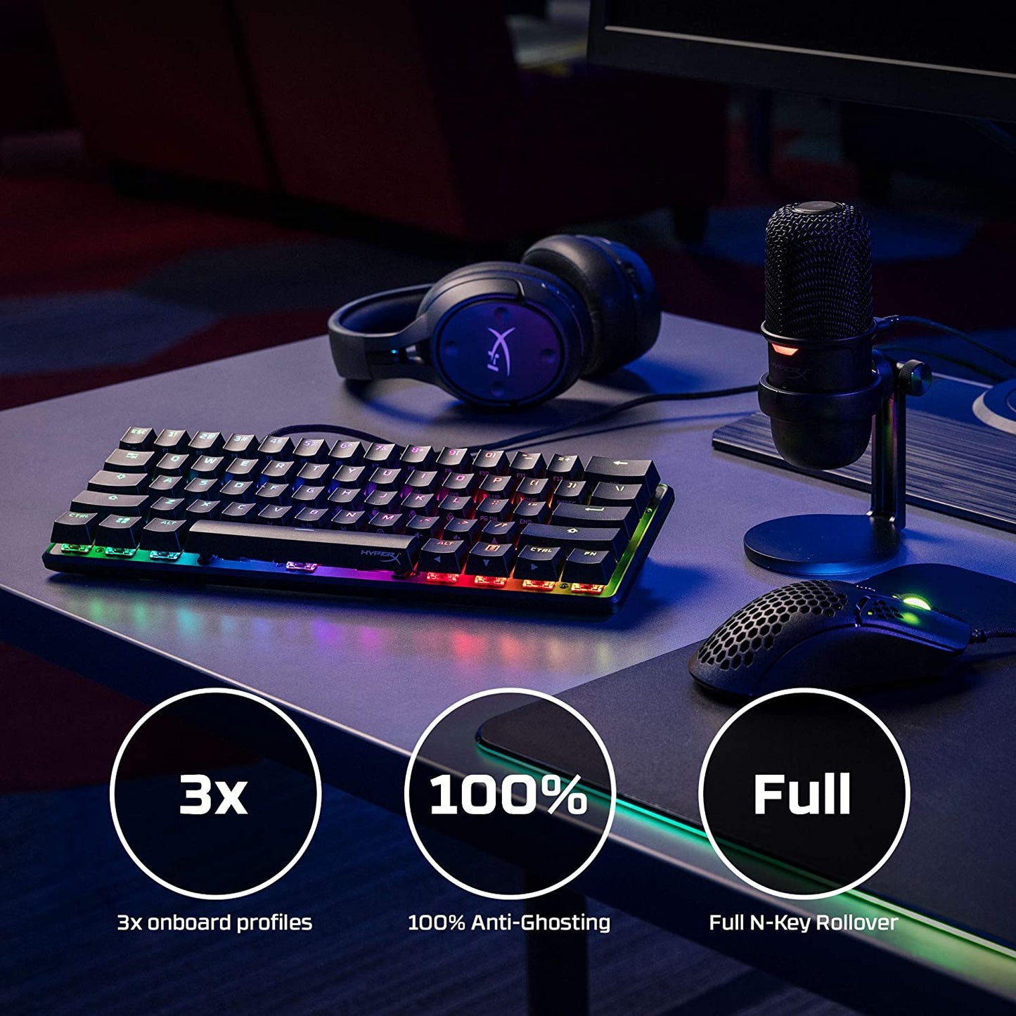 Alloy Origins 60 - Mechanical Gaming Keyboard, Ultra Compact 60% Form Factor, Double Shot PBT Keycaps, RGB LED Backlit, NGENUITY Software Compatible - Linear Red Switch,Black