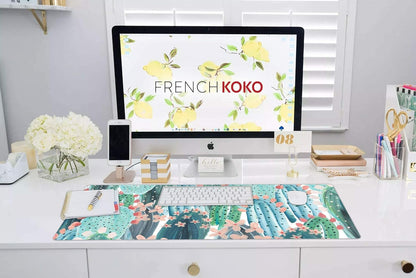 Large Mouse Pad Long Desk Mat Keyboard Pad Desktop Accessories Home School College Decor Supplies Pretty Extended Mousepad Big Office Essentials Women Girls XL Plant Pink Green Cute Cactus