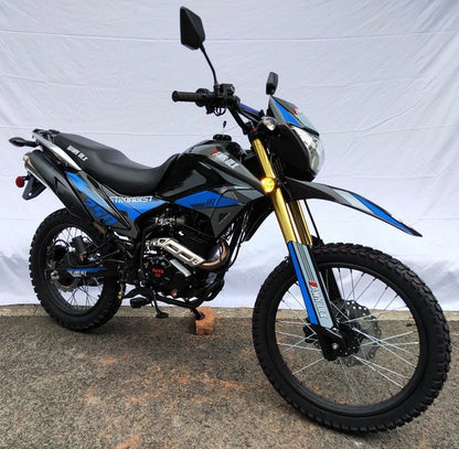 Hawk DLX 250 EFI Fuel Injection 250Cc Endure Dirtbike Motorcycle RPS Enduro Bike Hawk Deluxe 5 SPEED Dual Sports Street Bike Motorcycle (Black Color)